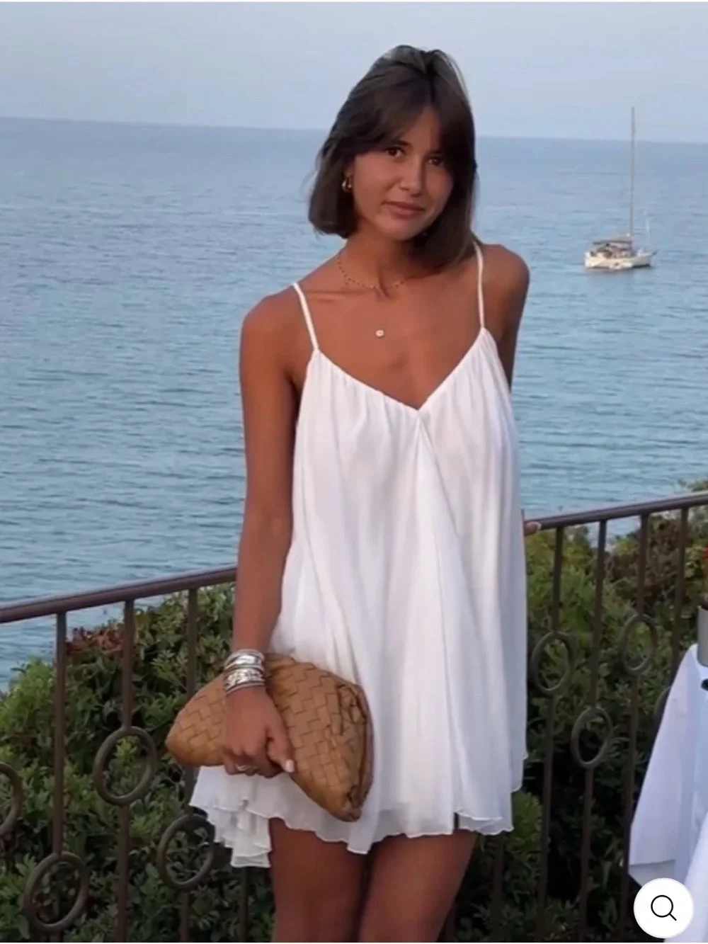 White Spaghetti-Strap Mini Dress - Picture 3 of 9